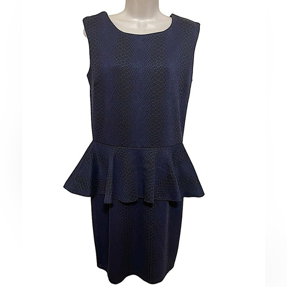 Bar lll Women’s snakeskin Blue Peplum Sleeveless Dress bodycon - Picture 1 of 10
